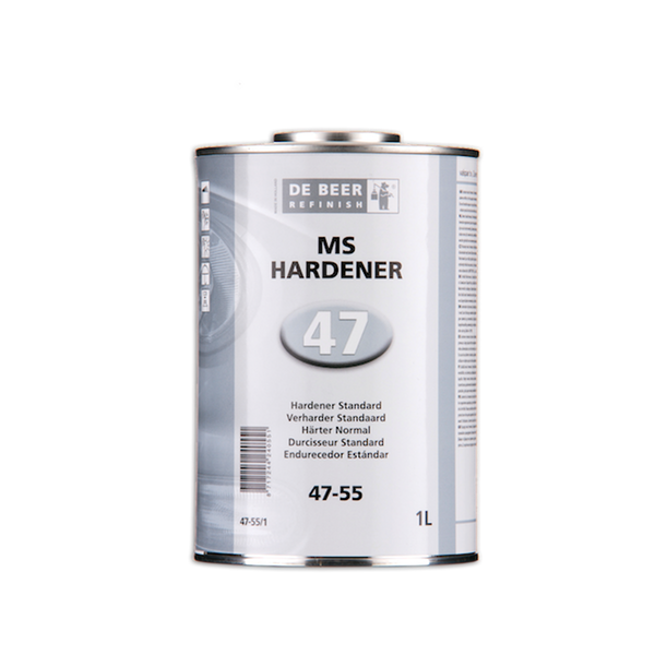 Image of a tin of De Beer 47-55 MS Hardener Standard 1 Litre